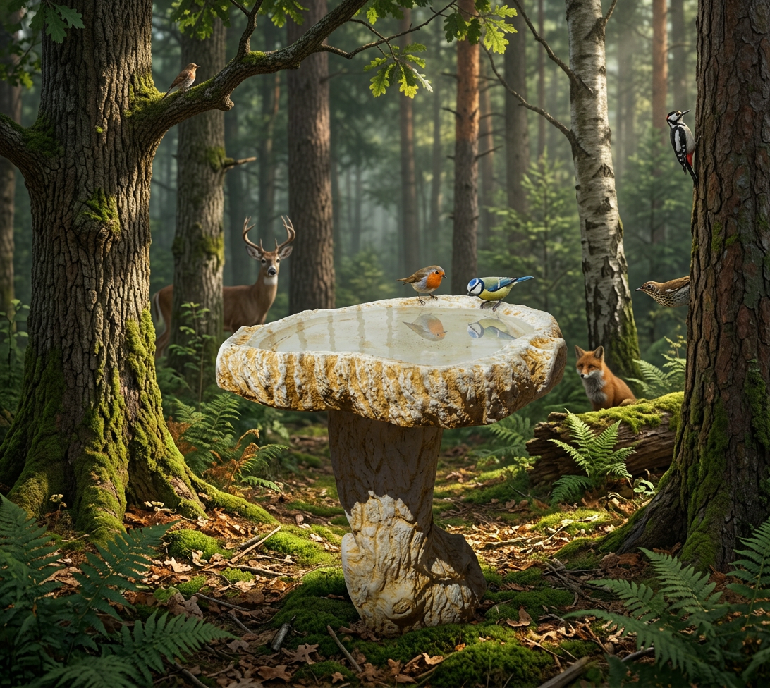 Small Log Birdbath