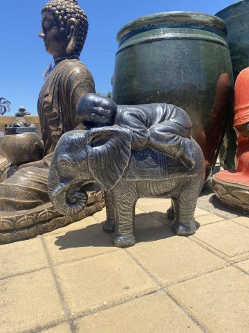 Sleeping Shaolin Monk on Elephant Statue