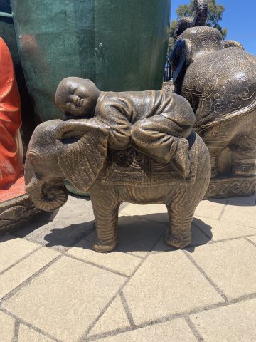 Sleeping Shaolin Monk on Elephant Statue - Image 2