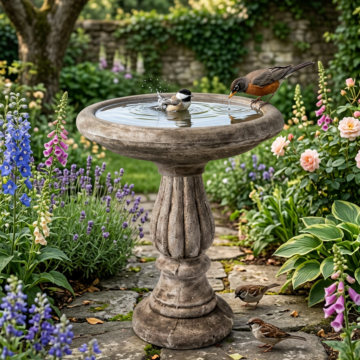 Large Fluted Birdbath