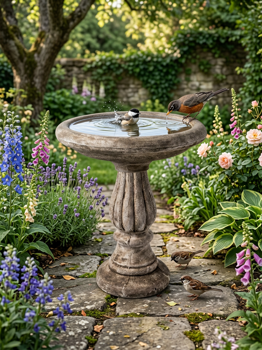 Large Fluted Birdbath