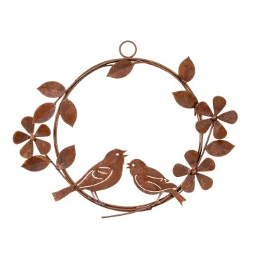 Bird and Flower Wreath - Rust