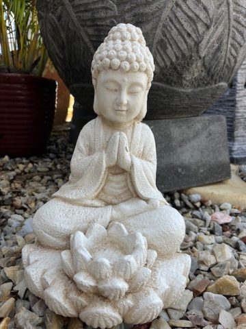 Cream Rulai Buddha with Lotus Tealight