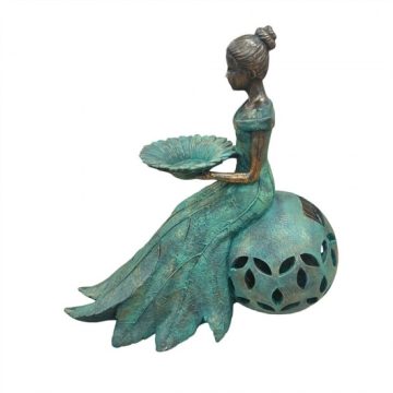 Resin Lady Sitting on LED Globe
