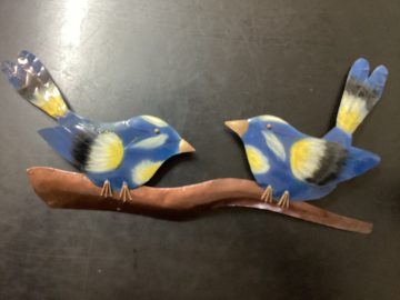 2 Blue Wrens on Branch 47cm - Wall Art