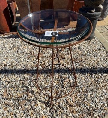 Glass Bowl with Rust Stand