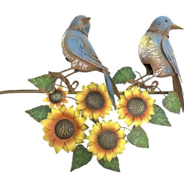 Birds on Sunflower Branch Wall Art