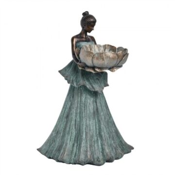 Resin Bell Flower Lady with Bird Bath