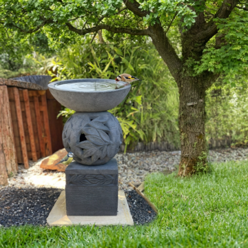 Bamboo Birdbath Casted Stone - Black