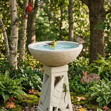 Godong Leaf Birdbath - Creme