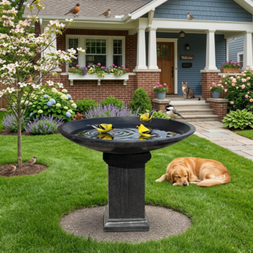 Grande Terrazzo Birdbath - Black