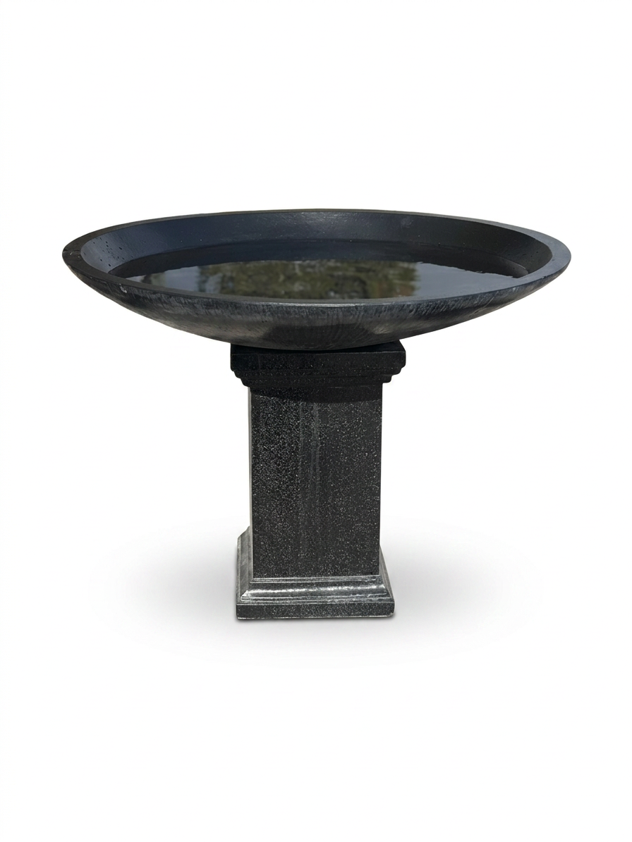 Grande Terrazzo Birdbath - Black - Image 2