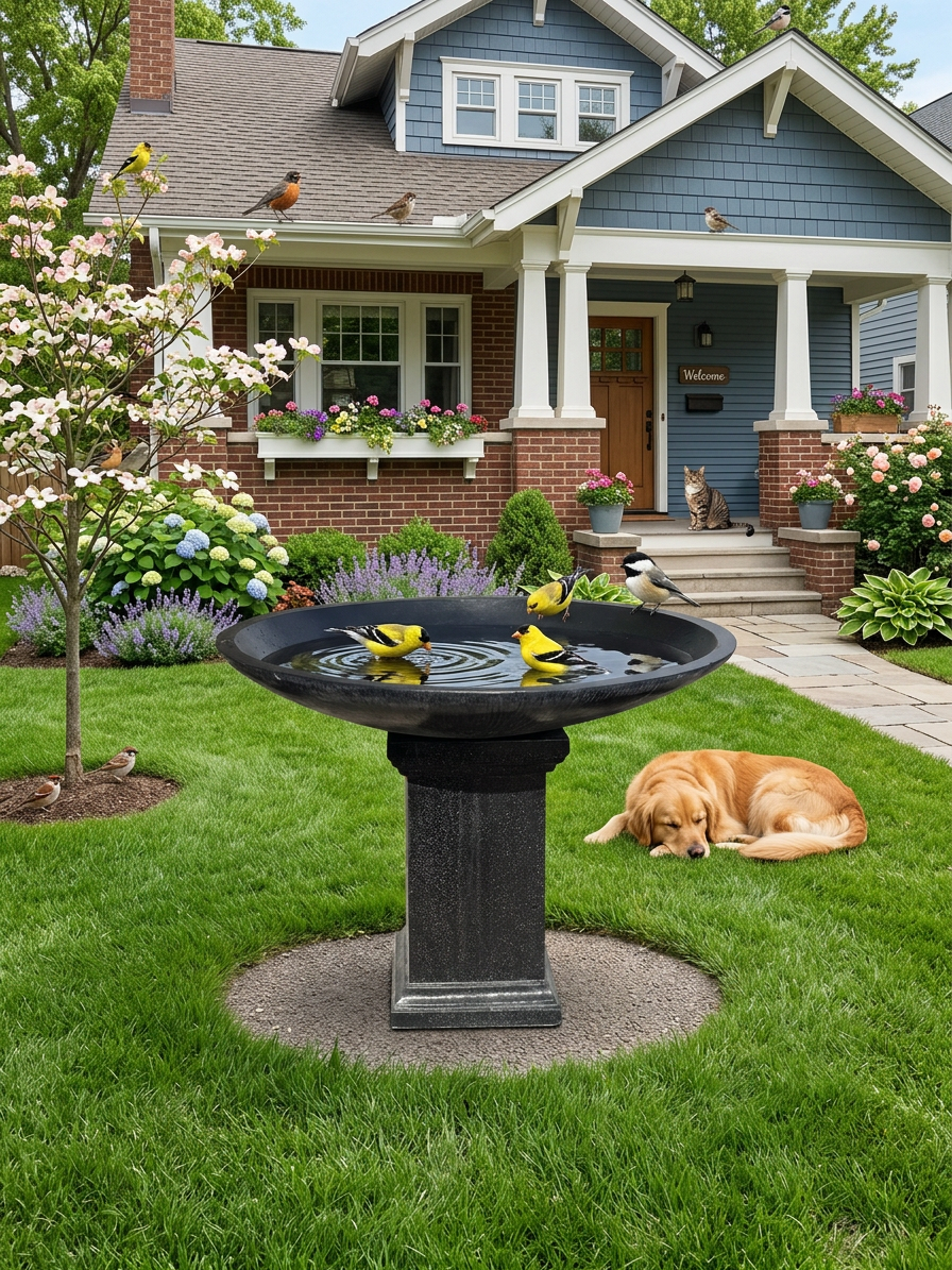 Grande Terrazzo Birdbath - Black