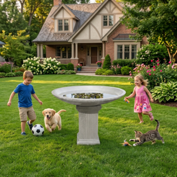 Grande Terrazzo Birdbath - White