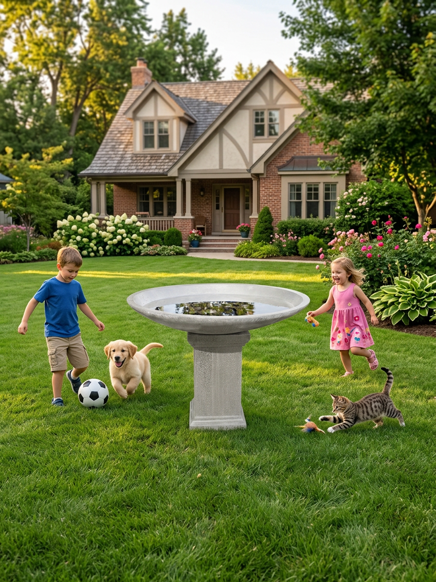 Grande Terrazzo Birdbath - White