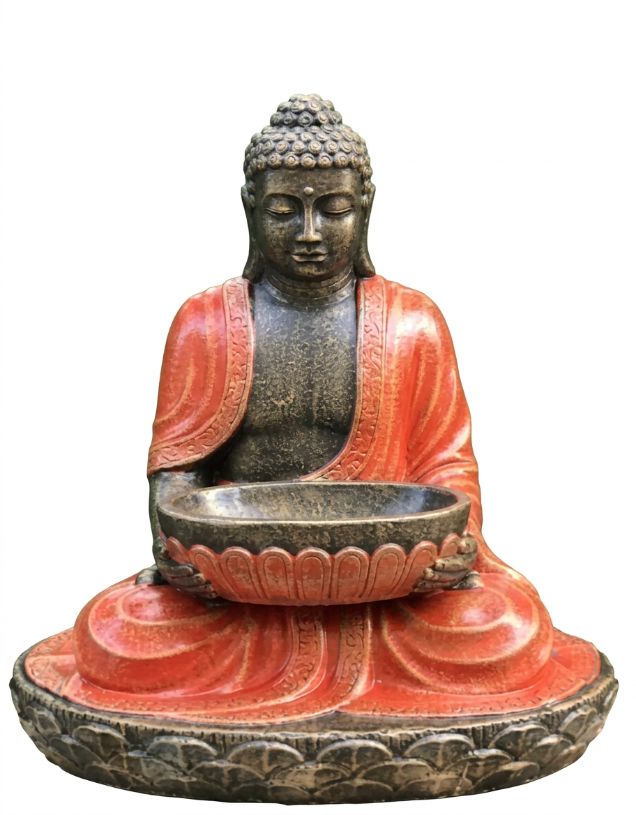 Sitting Buddha with Big Bowl - Orange - Image 2