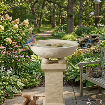 Small Chalice Birdbath - Creme