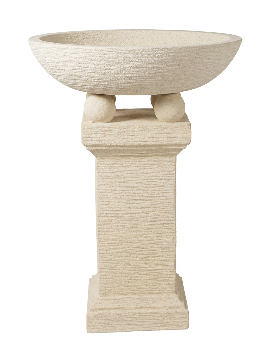 Small Chalice Birdbath - Creme - Image 2