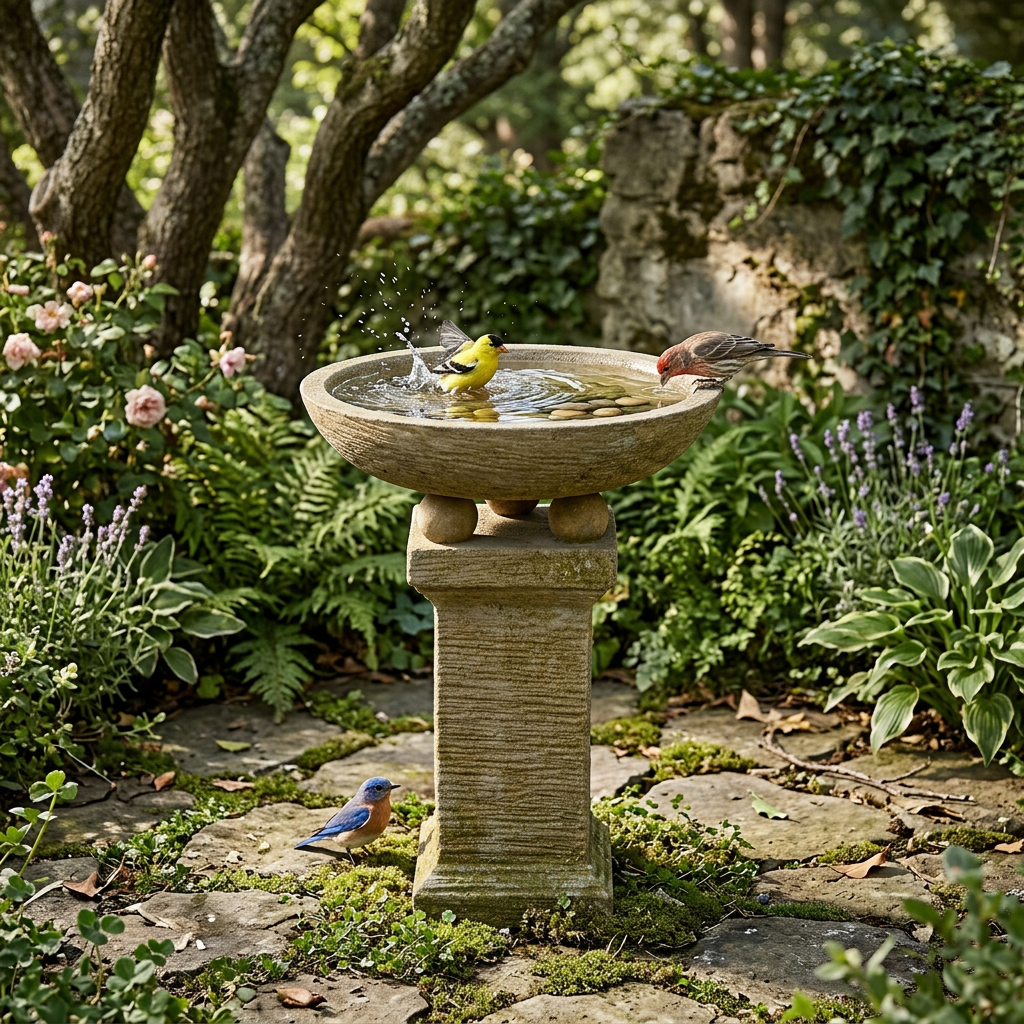 Small Chalice Birdbath - Rusty