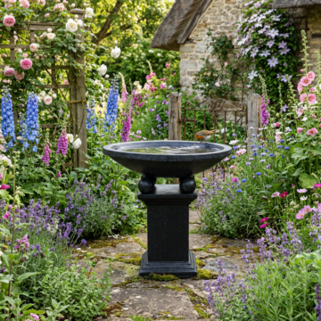 Terrazzo Birdbath - Black