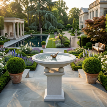 Terrazzo Birdbath - White
