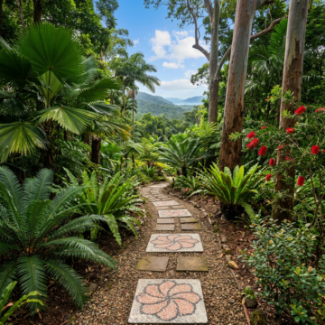 Bali Stepping Stone/Paver - Creme Apricot Tear Drop Petal