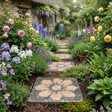 Bali Stepping Stone/Paver - Black Apricot 8 Petal