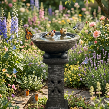 Butterfly Birdbath Tall &ndash; Black