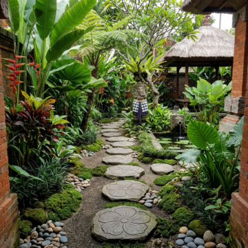Bali Stepping Stone/Paver Natural Stone - Hibiscus