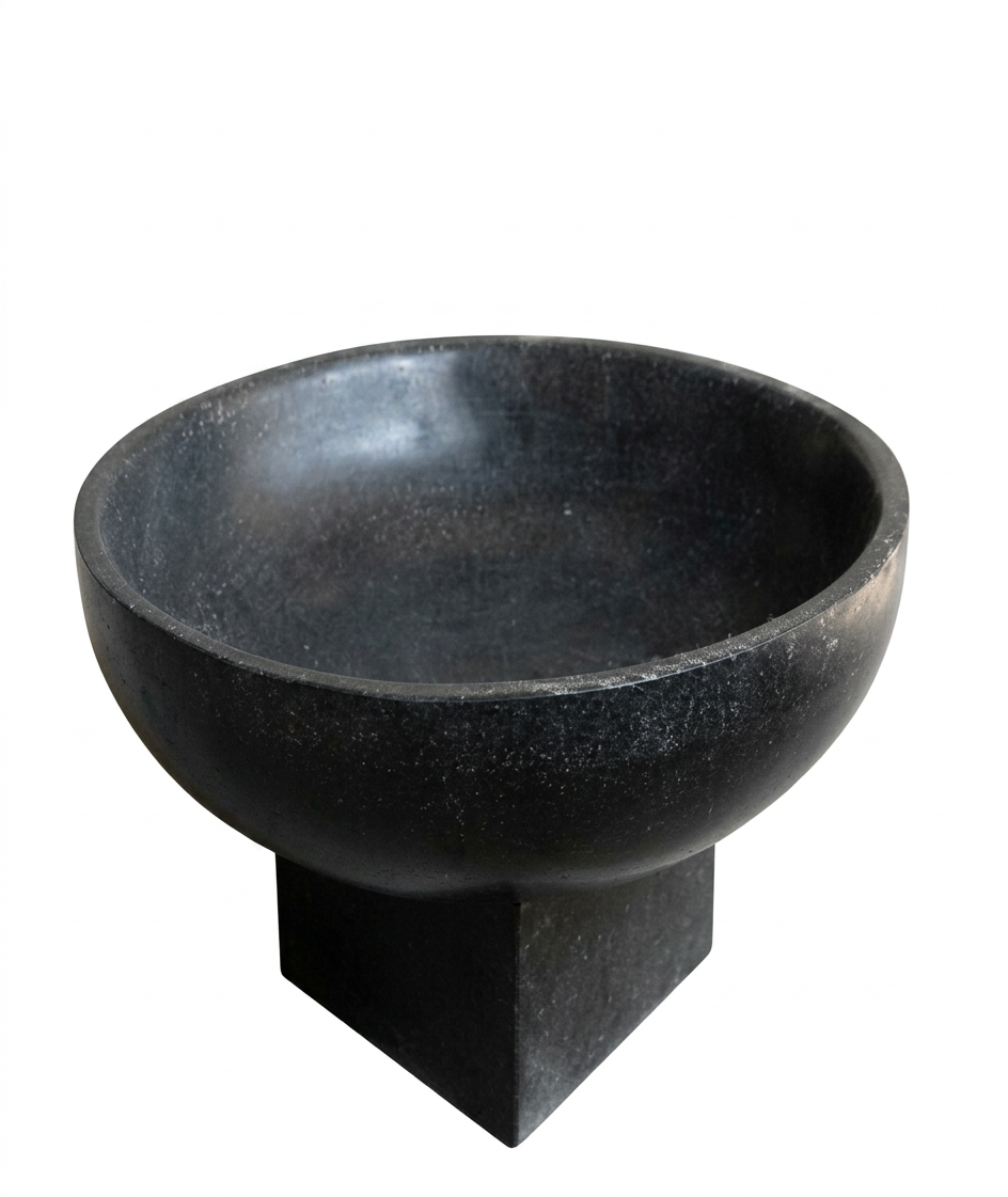 Terrazzo Bowl with Square Stand - Black - Image 2