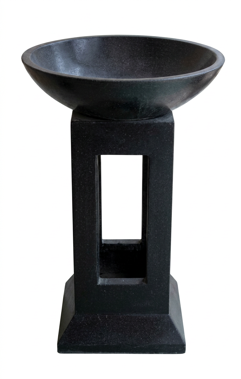 Terrazzo Box Birdbath - Black - Image 2