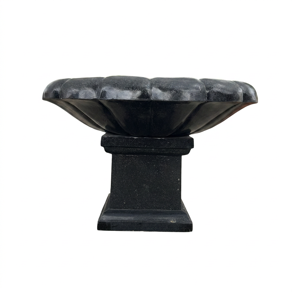 Terrazzo Flower Birdbath - Black - Image 2