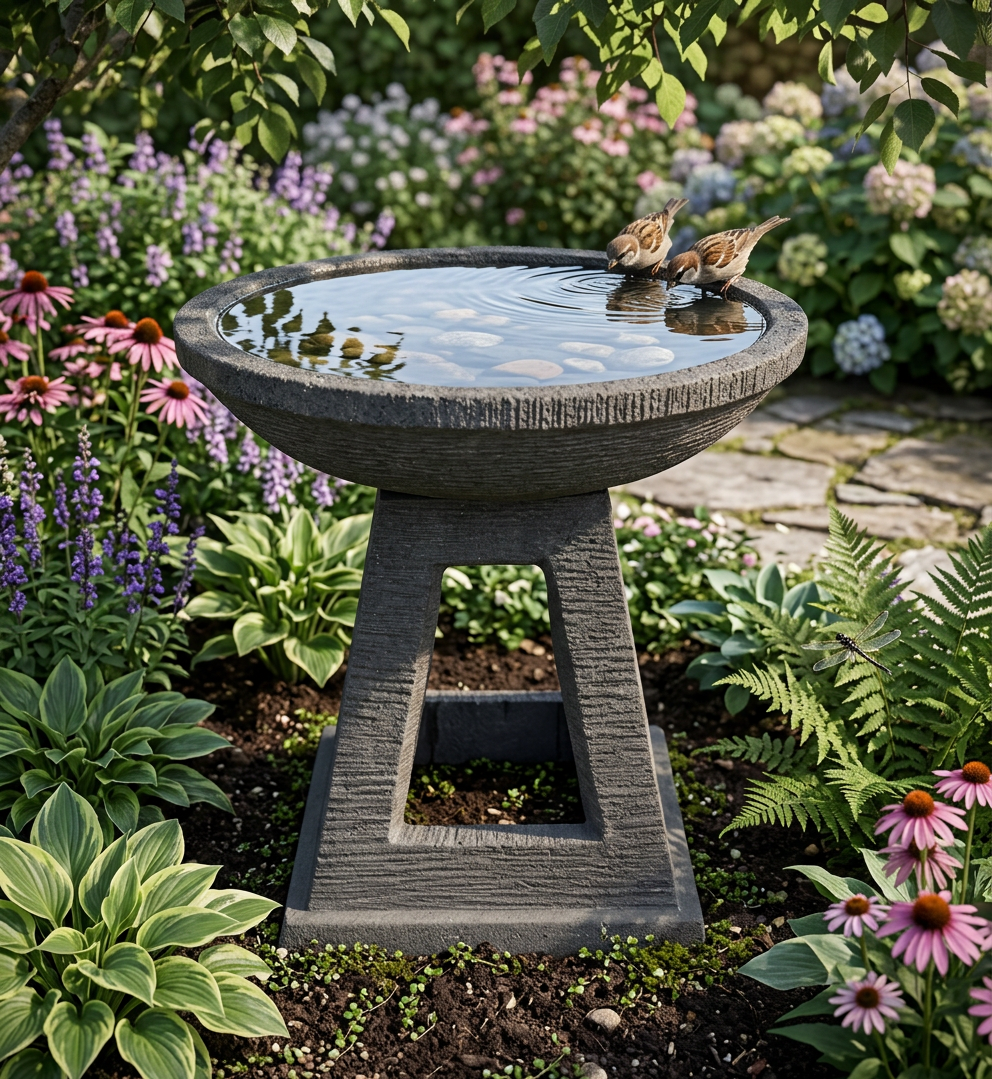 Tripod Birdbath - Black