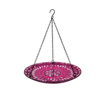 Mosaic Hanging Bird Bath Red