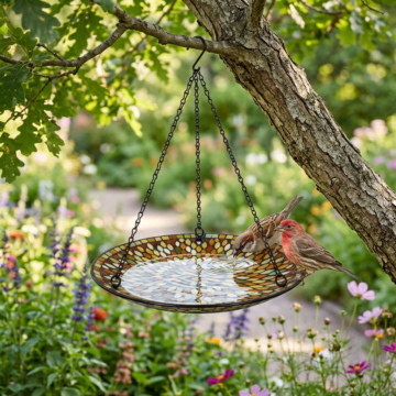 Mosaic Hanging Bird Bath Autumn