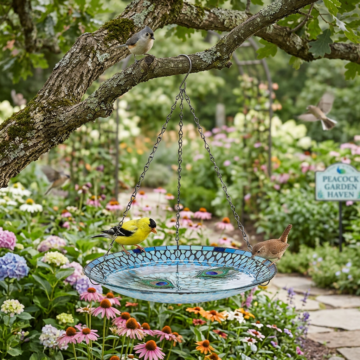 Mosaic Hanging Bird Bath Blue