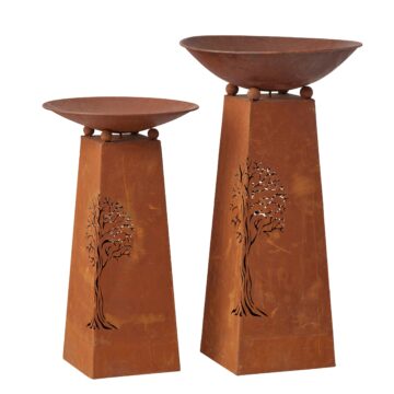 Nested Rust Tree-of-Life Firebowls - Set of 2